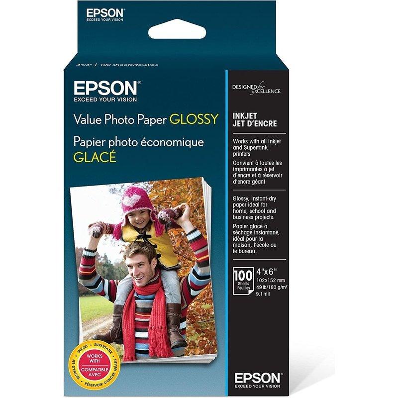 Epson Glossy Value Photo Paper, 100 Sheets 4X6 Inches, S400034