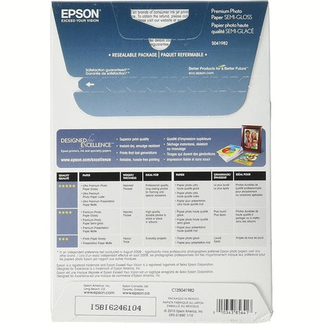 Epson Semi-Gloss Premium Photo Paper 4X6, 40 Sheets