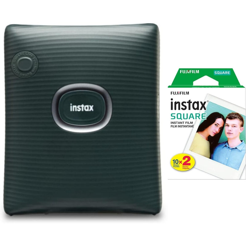 FujiFilm Midnight Green Instax Square Link Smartphone Printer Bundle