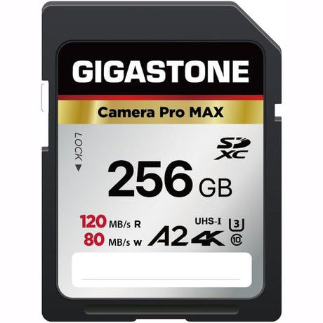 Gigastone 128GB or 256GB SD Card V30 SDXC Memory Card, Single or 2 Pack