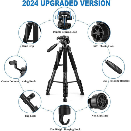 Heavy-Duty Professional DSLR Camera Tripod & Monopod Stand, 74" for Camera Photography