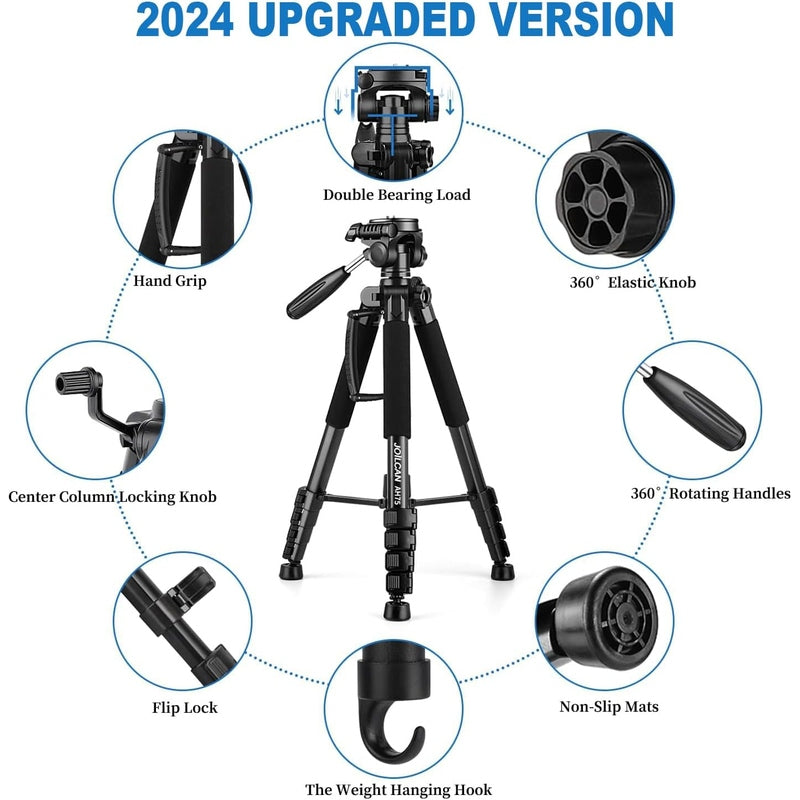 Heavy-Duty Professional DSLR Camera Tripod & Monopod Stand, 74