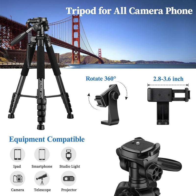 Heavy-Duty Professional DSLR Camera Tripod & Monopod Stand, 74