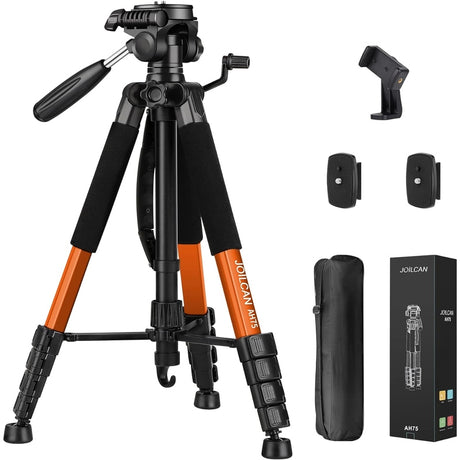 Heavy-Duty Professional DSLR Camera Tripod & Monopod Stand, 74" for Camera Photography