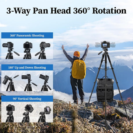 Heavy-Duty Professional DSLR Camera Tripod & Monopod Stand, 74" for Camera Photography