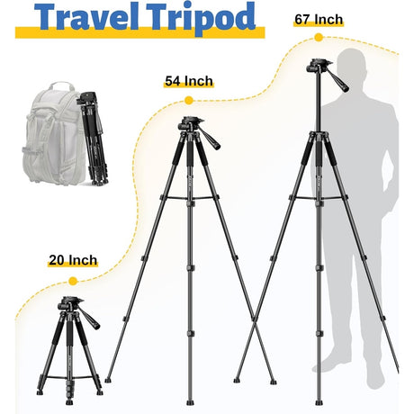 JOILCAN 67" Heavy Duty Camera Tripod Stand with Remote & Travel Bag