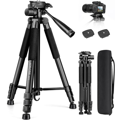 JOILCAN 67" Heavy Duty Camera Tripod Stand with Remote & Travel Bag