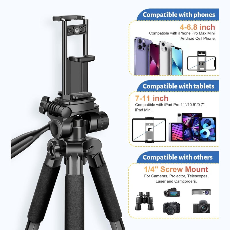 JOILCAN 67" Heavy Duty Camera Tripod Stand with Remote & Travel Bag