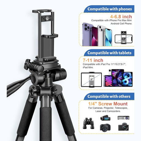 JOILCAN 67" Heavy Duty Camera Tripod Stand with Remote & Travel Bag