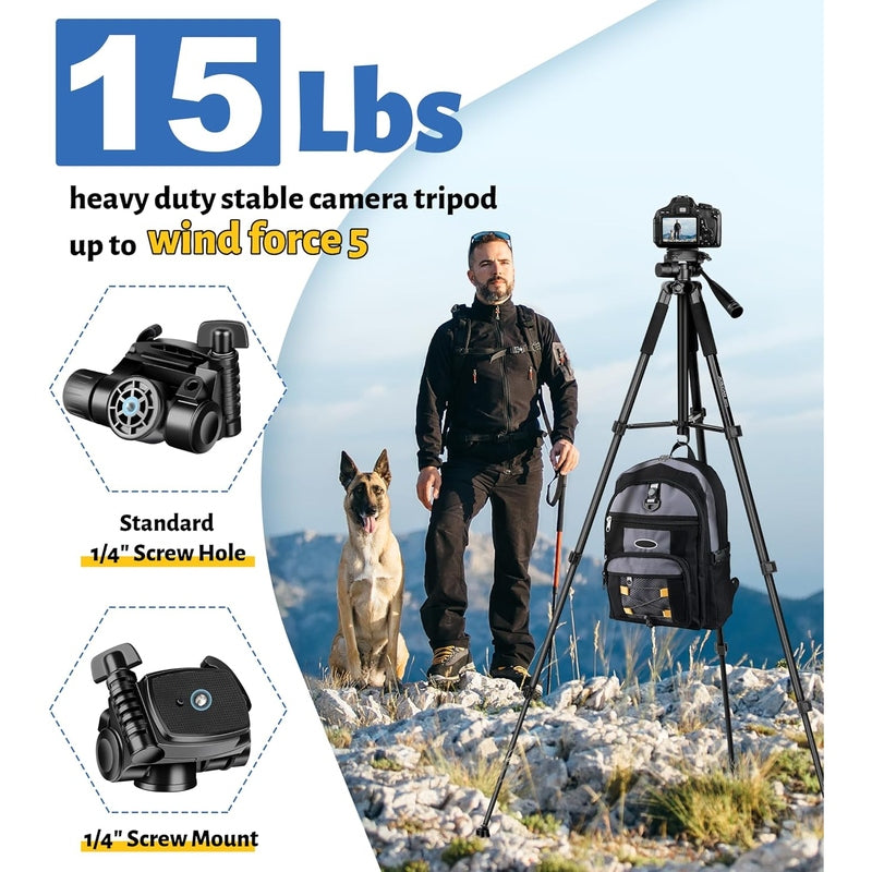 JOILCAN 67" Heavy Duty Camera Tripod Stand with Remote & Travel Bag