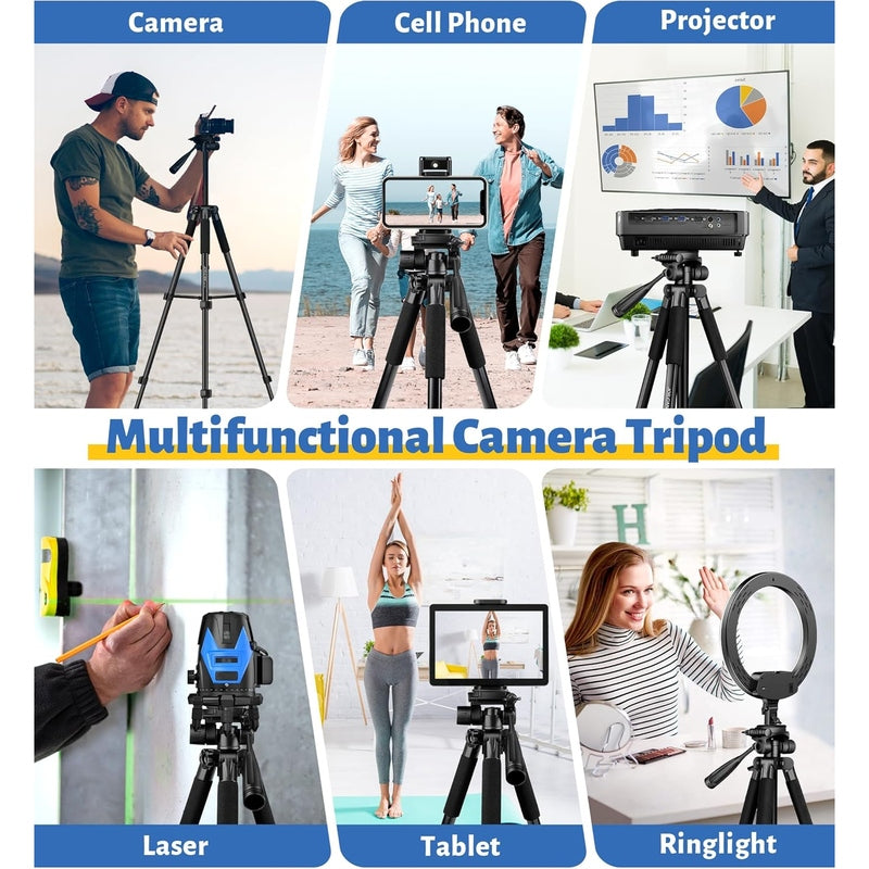 JOILCAN 67" Heavy Duty Camera Tripod Stand with Remote & Travel Bag