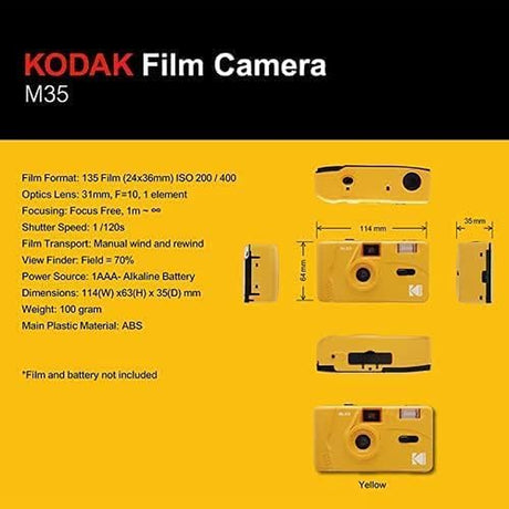 Kodak M35 Film Camera Starter Bundle, Yellow