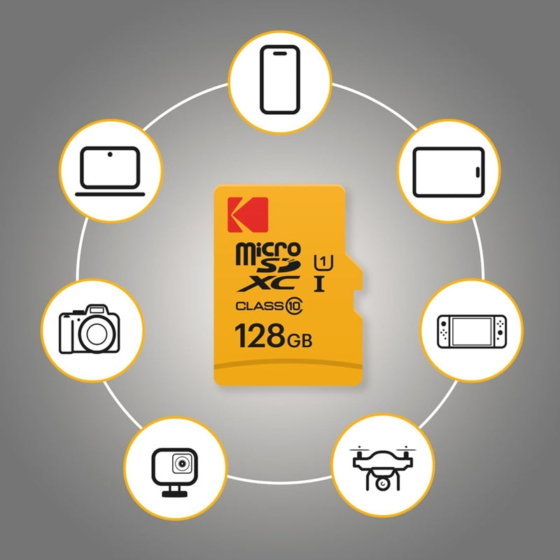 Kodak Micro SDXC Card 128GB UHS-I U1 V10 With Adapter
