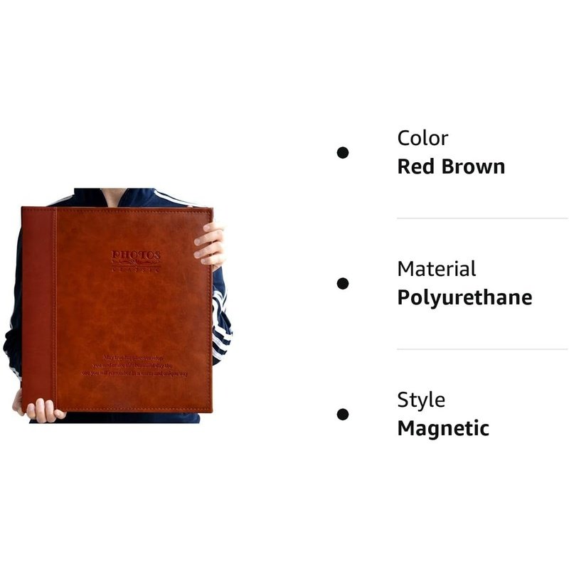 Magnetic Self-Stick Photo Album Leather Cover