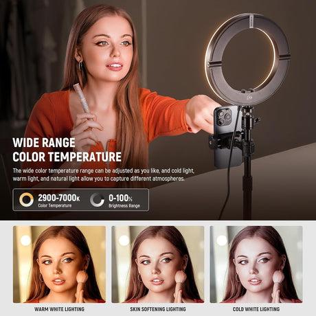 Neewer 8" Desk Ring Light with Stand, RH8B