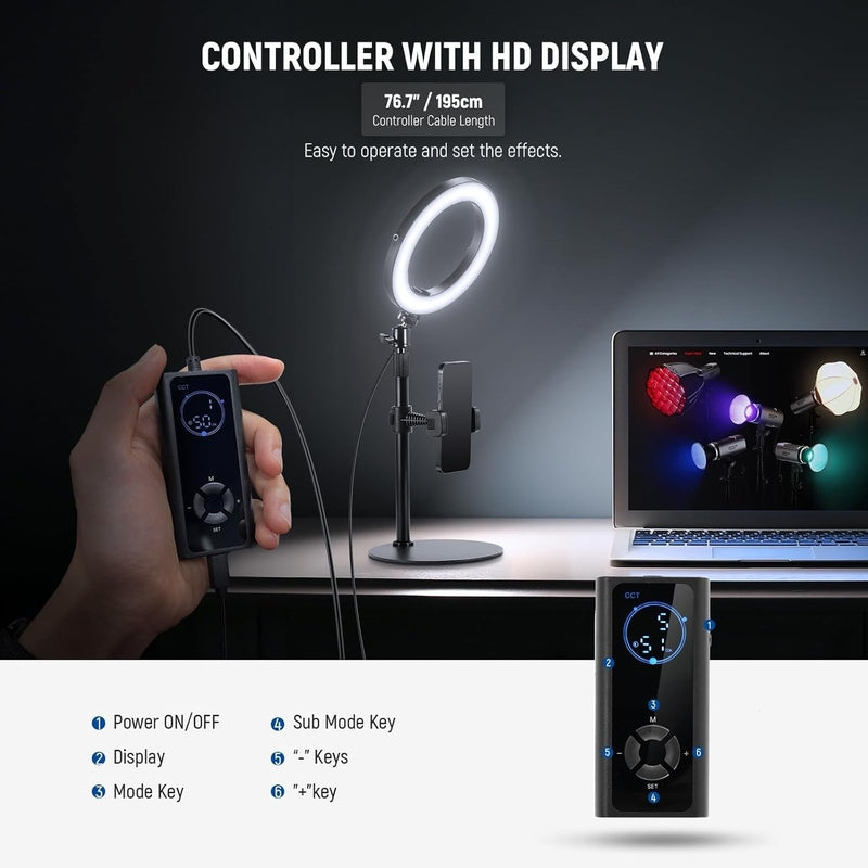 Neewer 8" Desk Ring Light with Stand, RH8B