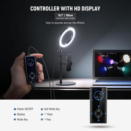Neewer 8" Desk Ring Light with Stand, RH8B