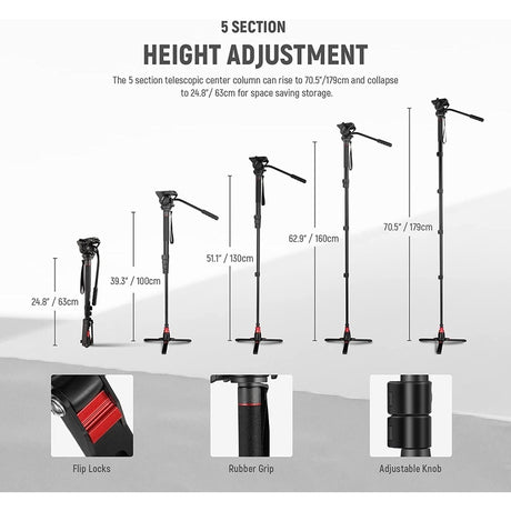 Neewer GM76 Professional Camera Monopod w/Fluid Head    