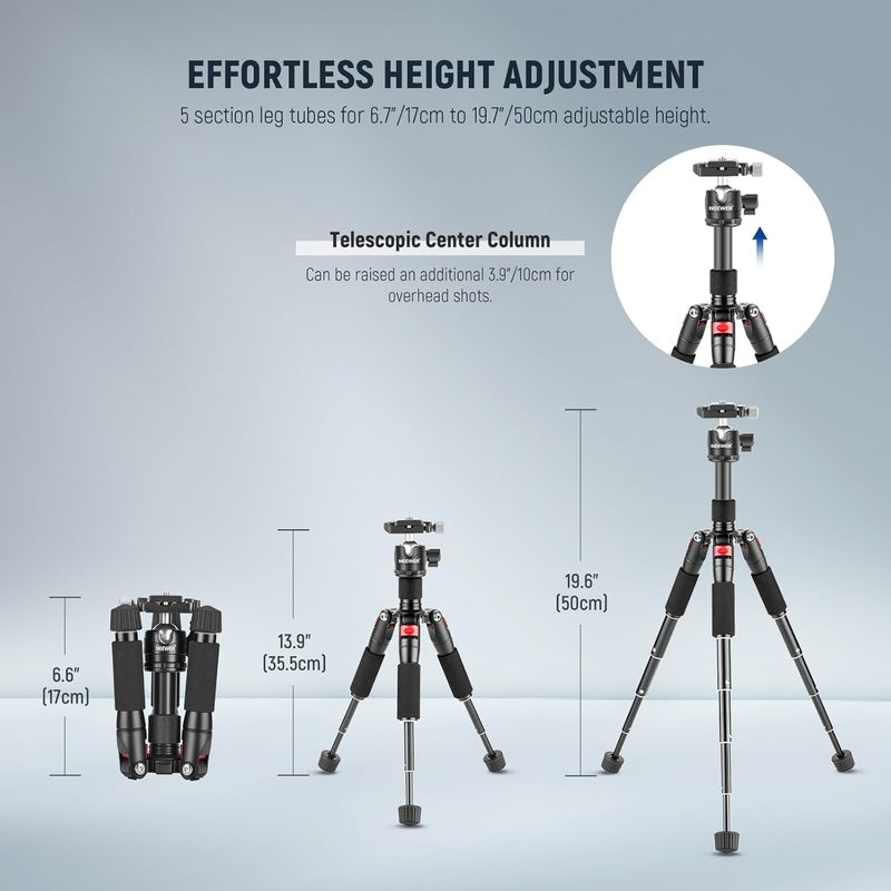 Neewer M521 20" Portable Aluminum Mini Tripod