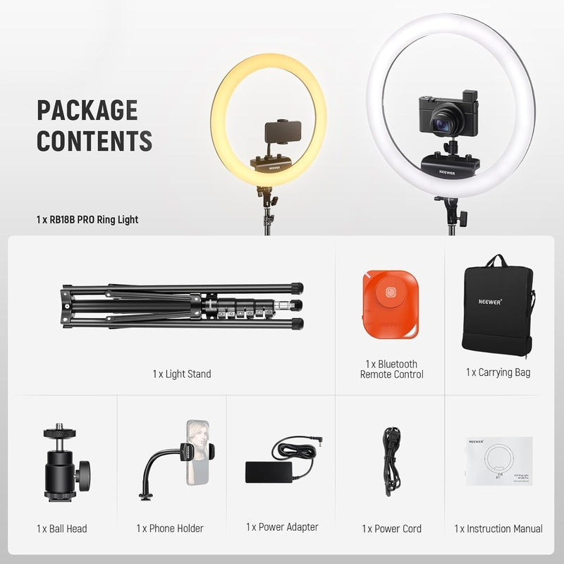 Neewer Pro 18 Inch Ring Light with Tripod Stand, RP18B