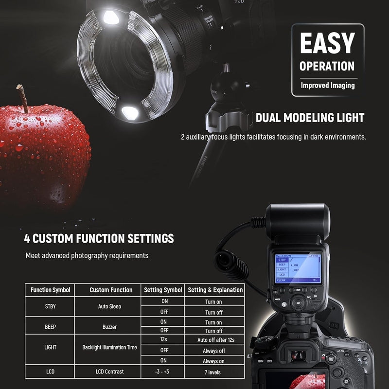 Neewer RF1 Macro Ring Flash for for Canon/Nikon/Sony