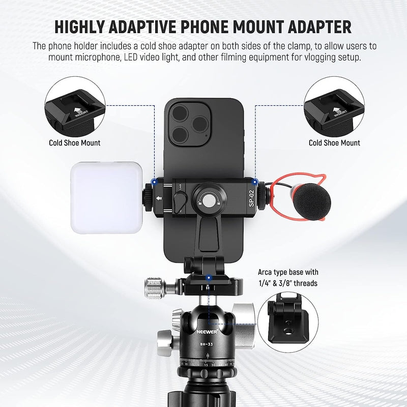 Neewer SP-02 Smartphone Tripod Mount Adapter w/Arca QR Base