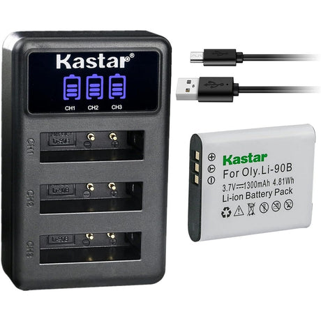 OM SYSTEM LI-90B or LI-92B Battery and Chargers by Kastar