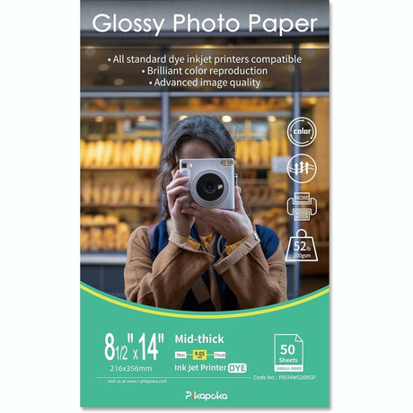 Pikapoka Advanced Glossy Photo Paper, Various Size Sheets, Vivid Color