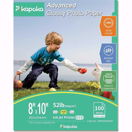 Pikapoka Advanced Glossy Photo Paper, Various Size Sheets, Vivid Color