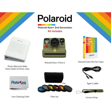 Polaroid Now Plus I-Type Instant Film Camera Bundle - Forest Green