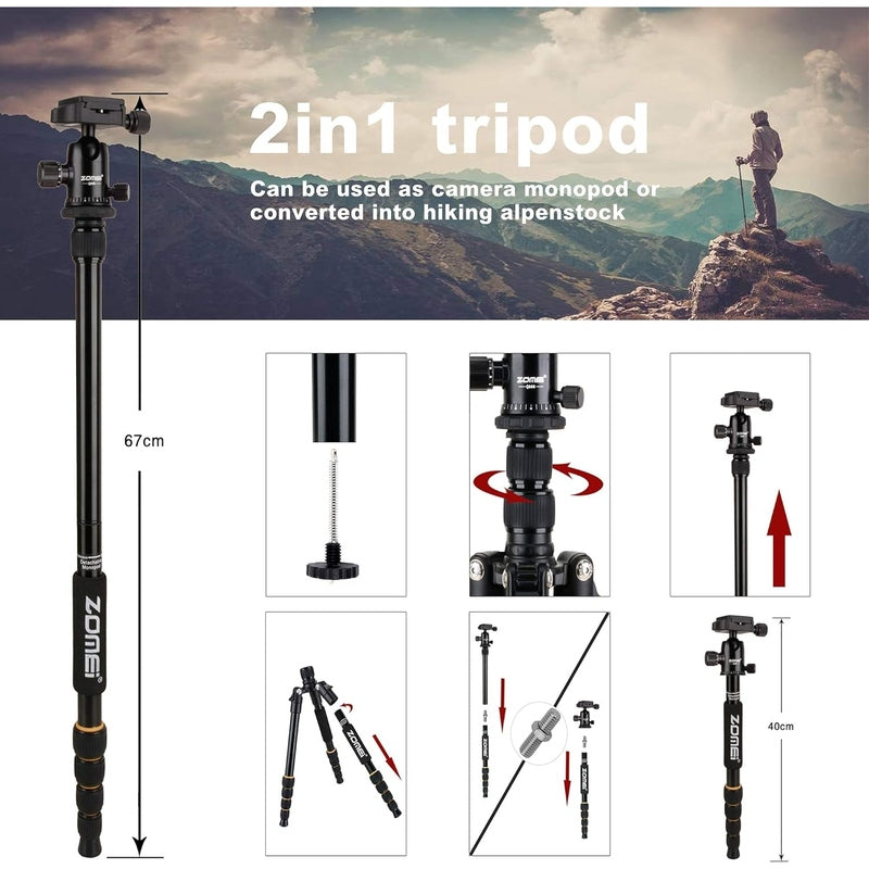 Portable Tripod w/Ball Head Heavy Duty Lightweight Compact