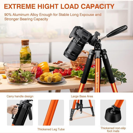 Professional DSRL Camera Tripod & Monopod Stand w/Remote, 72" for Camera Photography