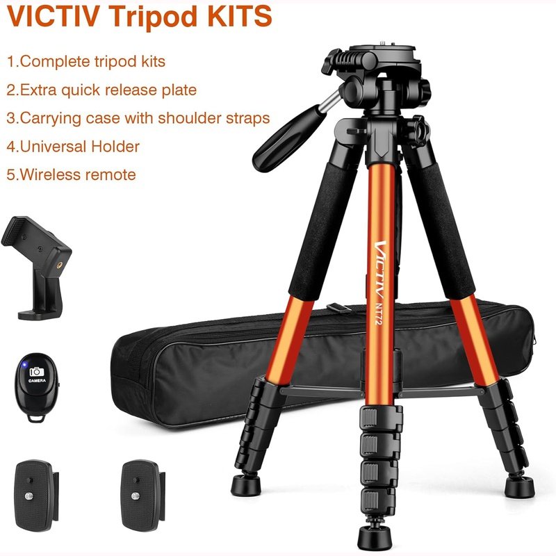 Professional DSRL Camera Tripod & Monopod Stand w/Remote, 72" for Camera Photography