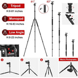 Professional DSLR Camera Tripod & Monopod Stand, 81" for Camera Photography