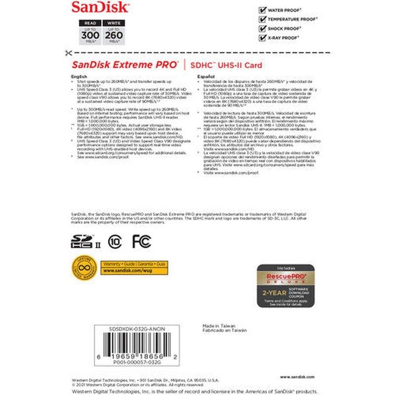 SanDisk 32GB Extreme PRO UHS-II SDHC Memory Card