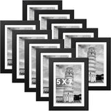 Set of 10 Wooden Picture Frames, Tabletop or Wall Display