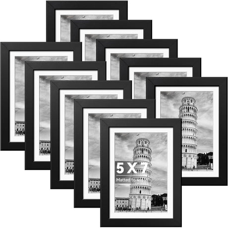 Set of 10 Wooden Picture Frames, Tabletop or Wall Display