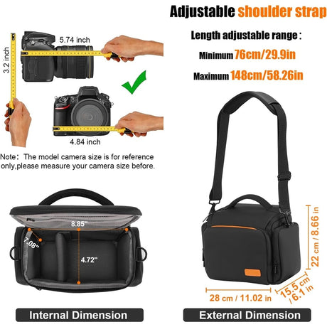 Single Shoulder Waterproof Crossbody Camera Bag, w/Tripod Holder