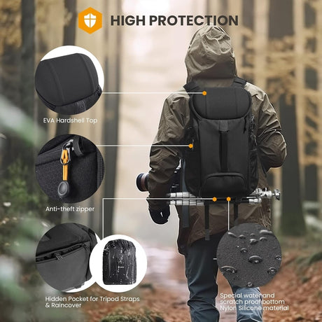 TARION Dual-Side Access Camera Backpack w/Laptop Compartment