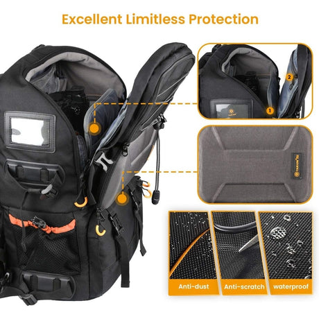 TARION Pro Waterproof Camera Backpack w/Laptop Compartment