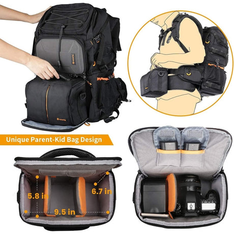 TARION Pro Waterproof Camera Backpack w/Laptop Compartment