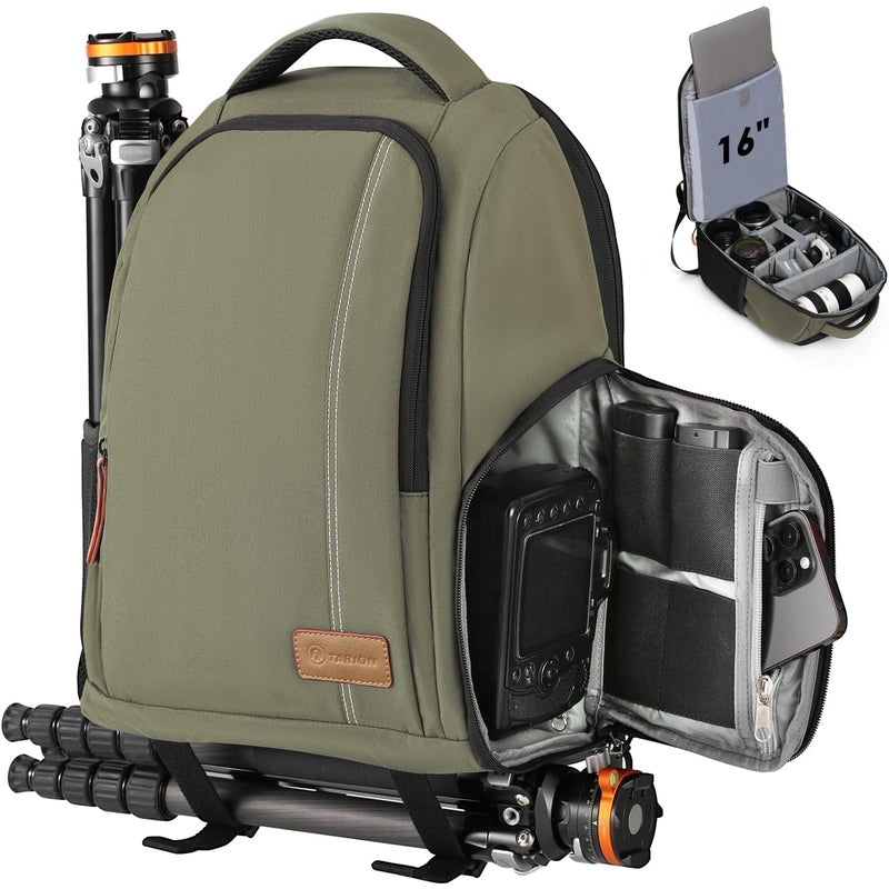 TARION Waterproof Camera Backpack w/Laptop Compartment