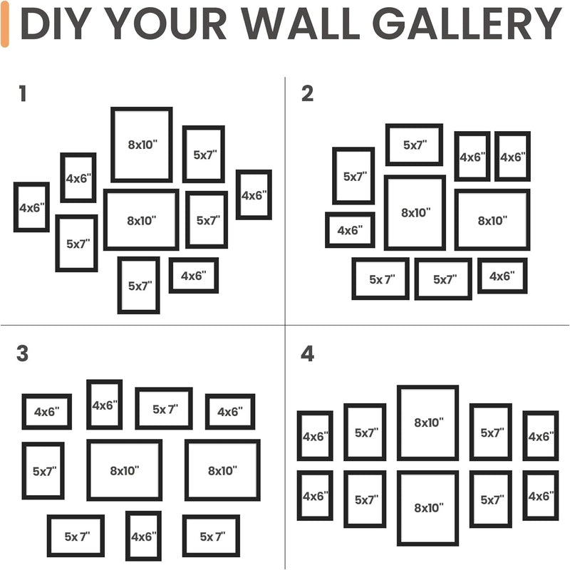 Wall Decor Collage 10 Pack Picture Frames for Mounting or Tabletop
