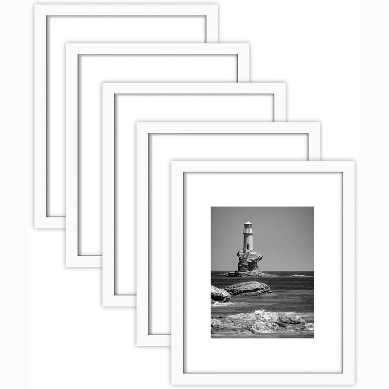 11X14 Picture Frame Set of 5, Display Pictures 8X10 with Mat or 11X14 without Mat