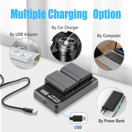 2 Pack BLX-1 Batteries and Dual Charger for Olympus OM Systems