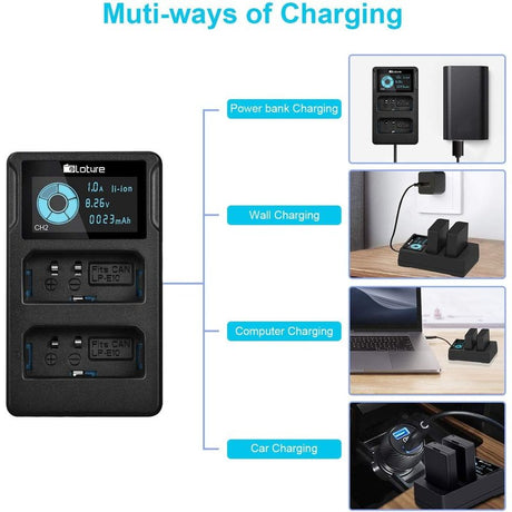 2 Pack LP-E10 Batteries and Dual Charger for Canon EOS, Rebel and Kiss