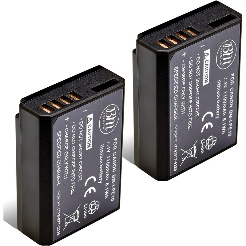 2 Pack LP-E10 Batteries for Canon EOS, Rebel and Kiss Digital Cameras