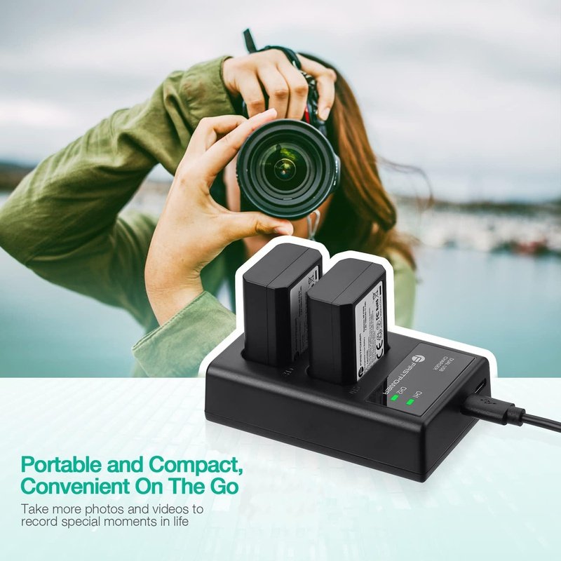 2 Pack NP-FW50 Batteries and Dual Charger for Select Sony Cameras