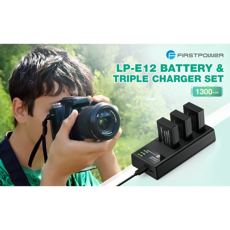 3 Pack LP-E12 Batteries and Triple Charger for Select Canon Cameras