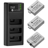 3 Pack LP-E5 Batteries and Triple Charger for Canon EOS, Rebel and Kiss